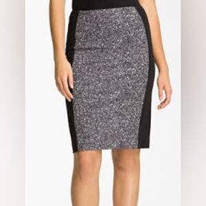 Club Monaco Wool Knit Pencil Skirt Black and Gray